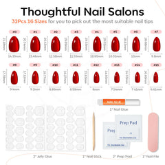 Ongles prêts à poser avec lime à ongles mini et bâtonnet cuticule inclus.