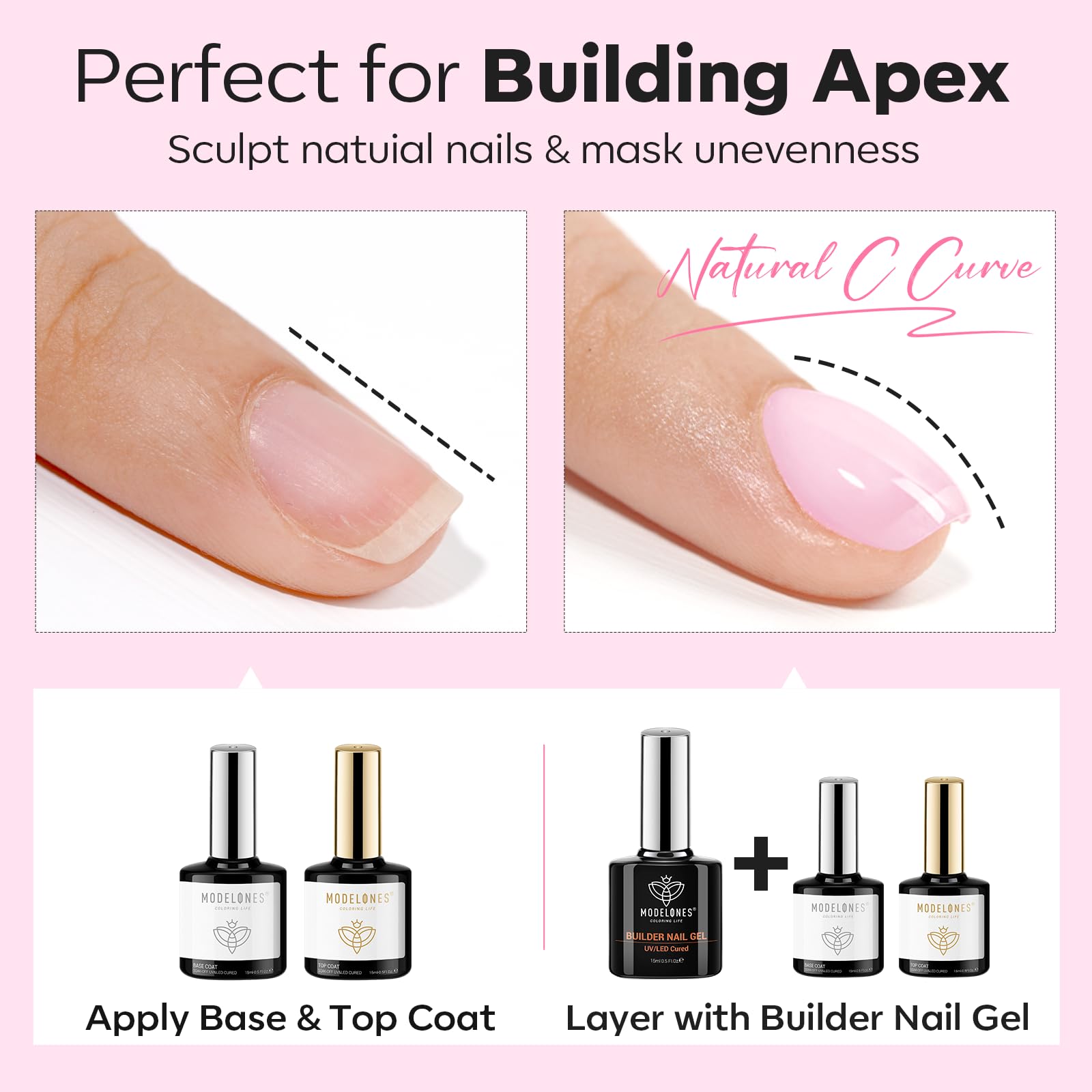 Longueur des ongles accrue avec apparence naturelle.