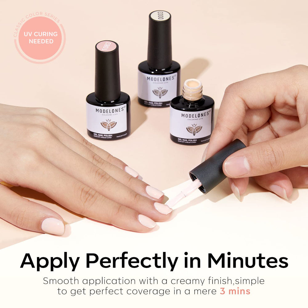 Modelones Nude Gel, application facile: brosse fluide pour une pose précise.