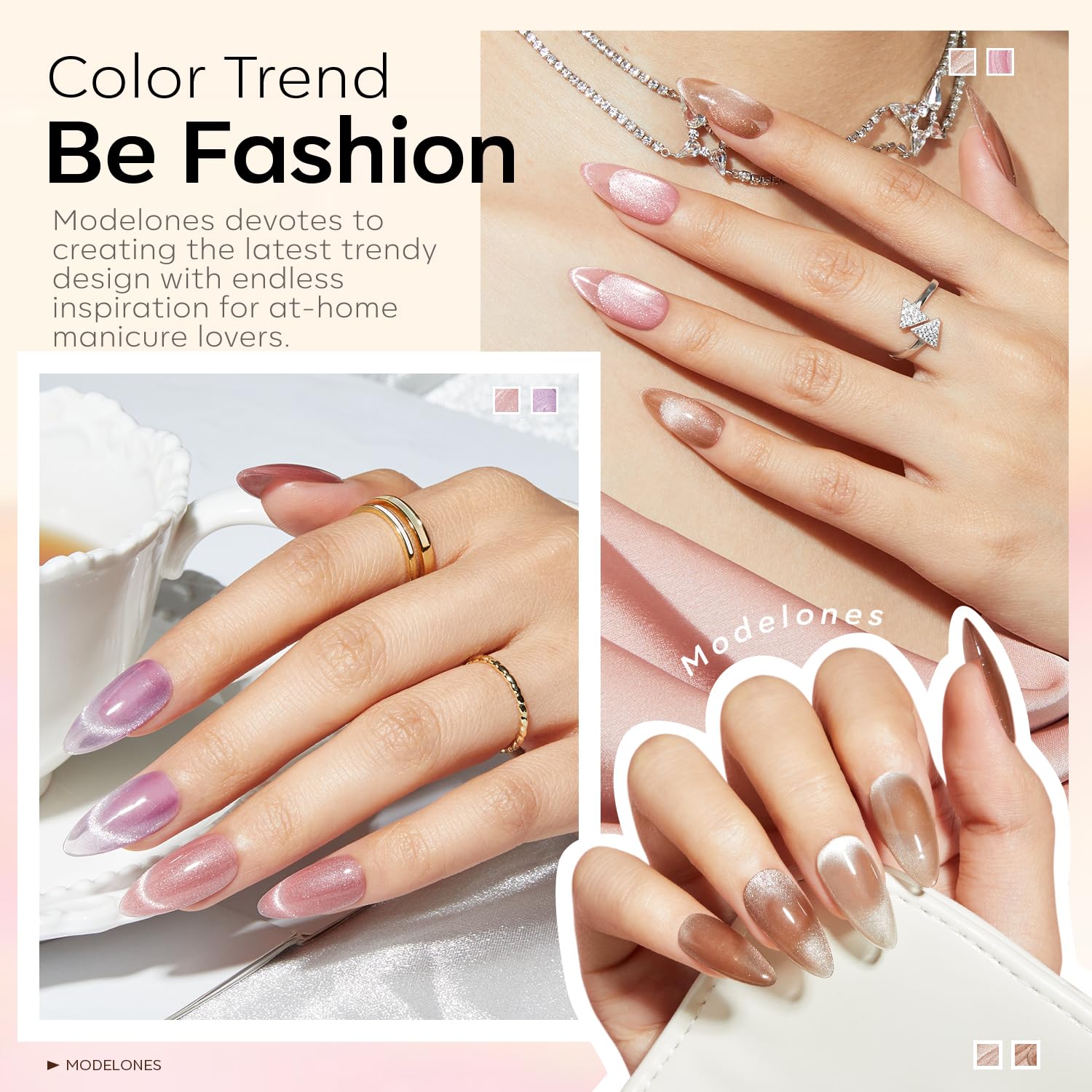 Modelones nude pink brown cat-eye, nuance polyvalente pour tous les styles.