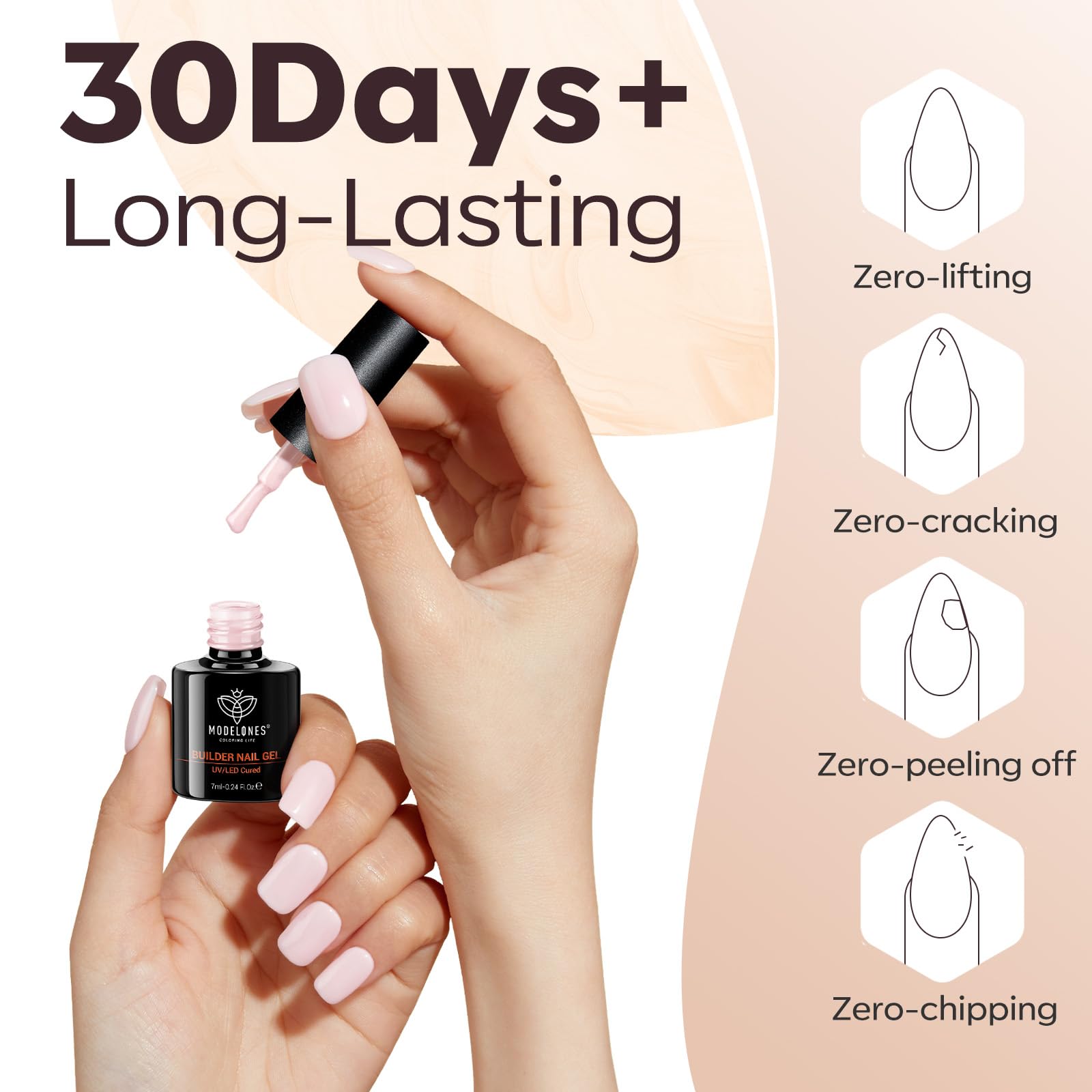 Modelones ongles durables après application soignée à domicile.