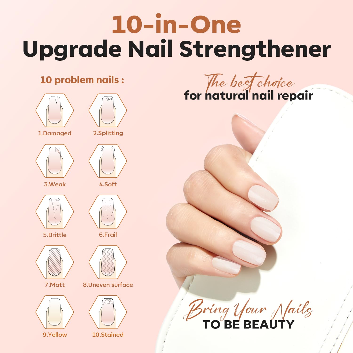 Modelones couvre les ongles endommagés avec une teinte lait et uniforme.