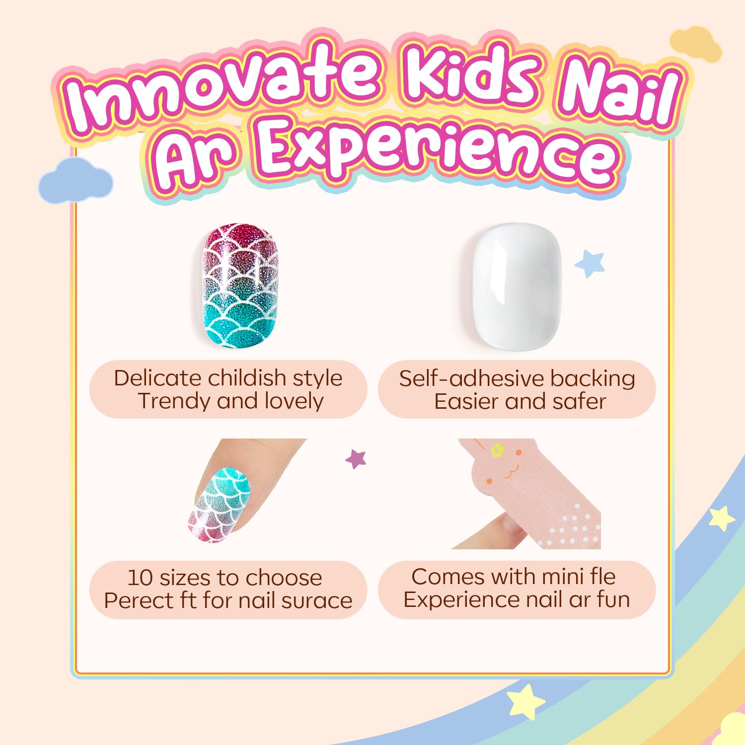 Modelones ongles enfants sans toxine ABS, sécurité pour jeunes doigts.