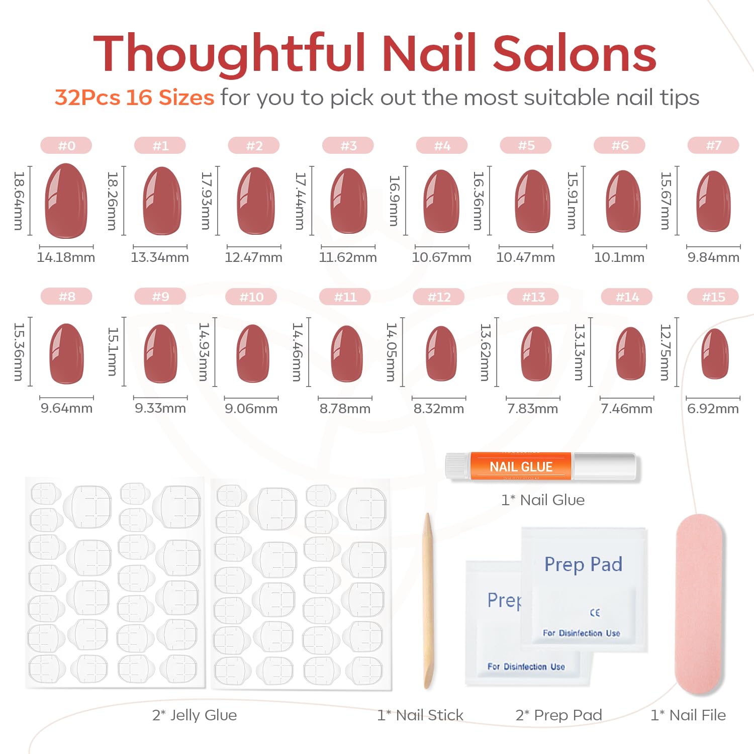 Ongles faux Modelones en 16 tailles pour ajuste précis