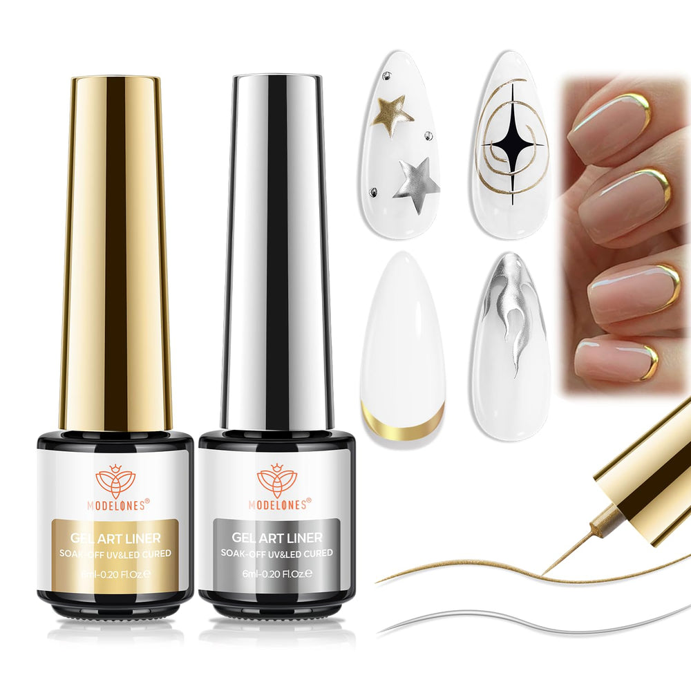 Modelones or metallique, liner gel, effet miroir pour des ongles élégants