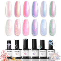 Modelones Pearl Gel ensemble vernis gel avec effet tourbillon coquillage pour ongles nacrés