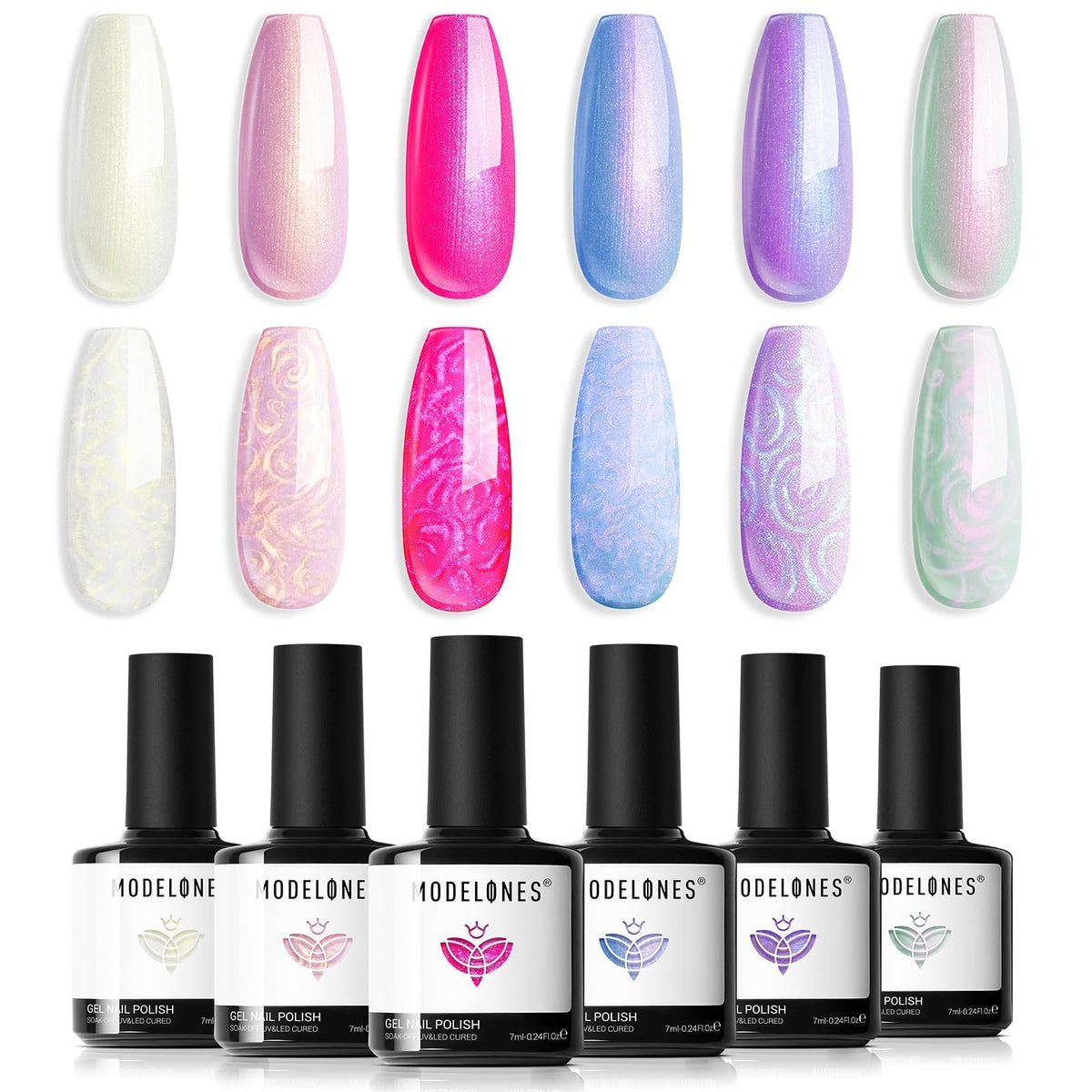 Modelones Pearl Gel coffret 6 couleurs, effet perle et brillance durable