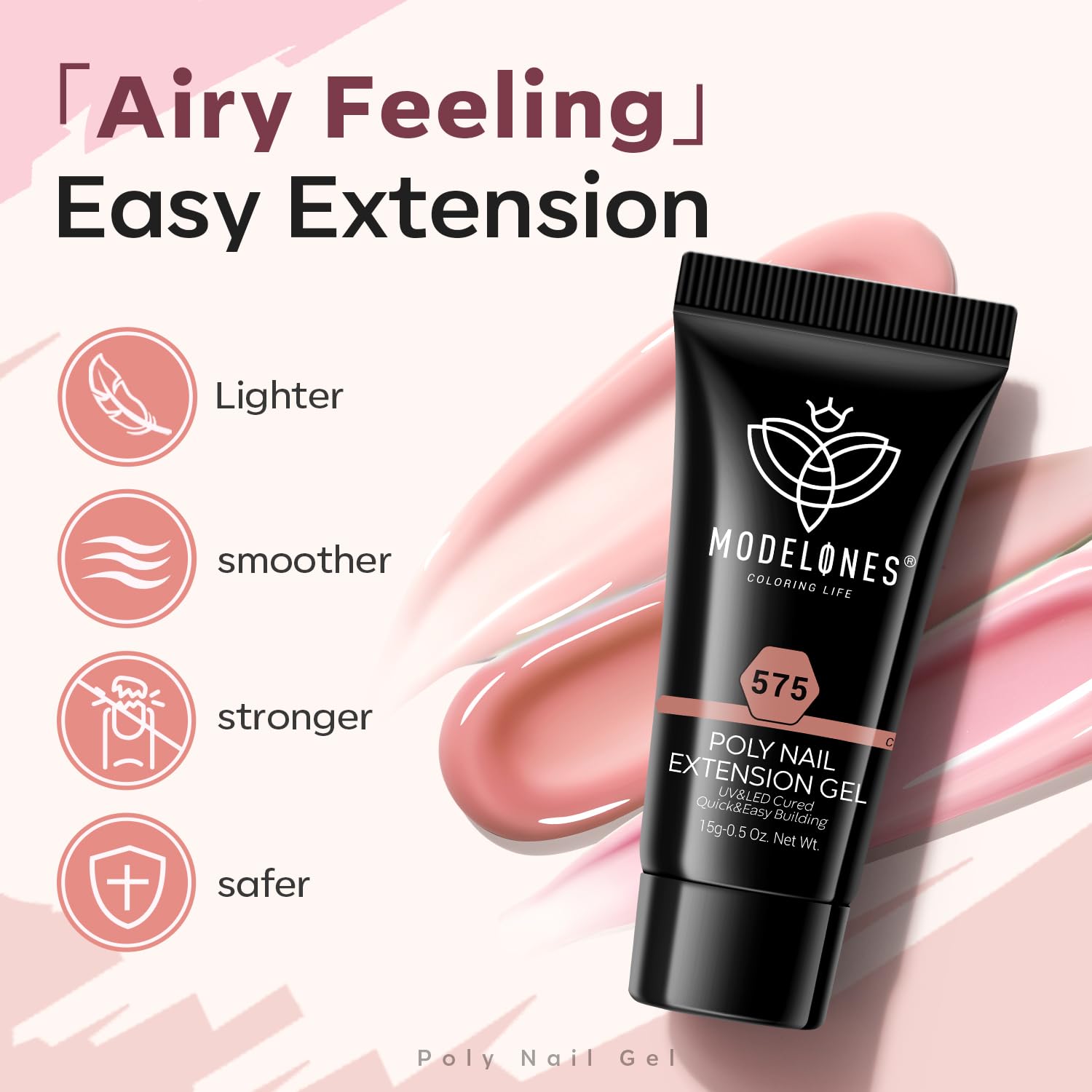Modelones poly gel cure under lamp in 90 seconds
