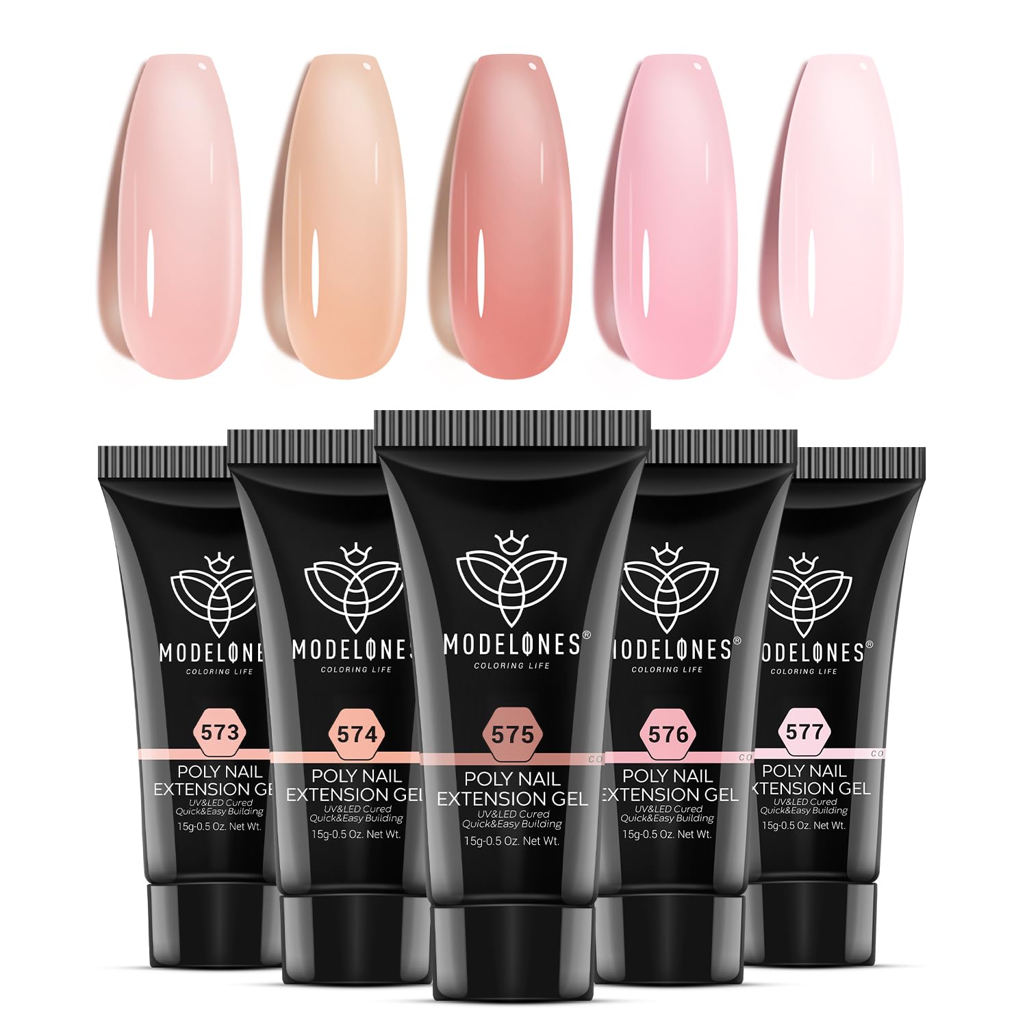Modelones Poly Gel Set five jelly colors palette for easy DIY nails