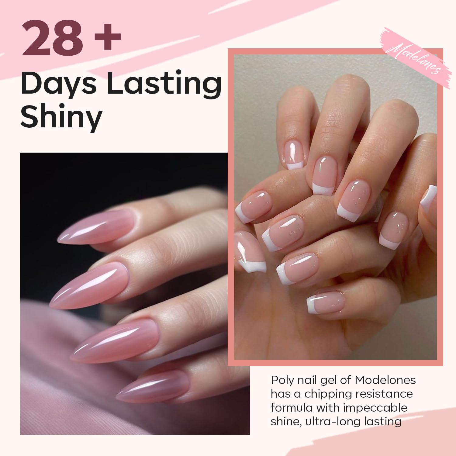 Modelones sheer pink jelly for translucent nail overlays