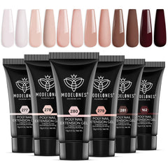 Modelones poly nail gel bottle with rich color for at-home manicure options.