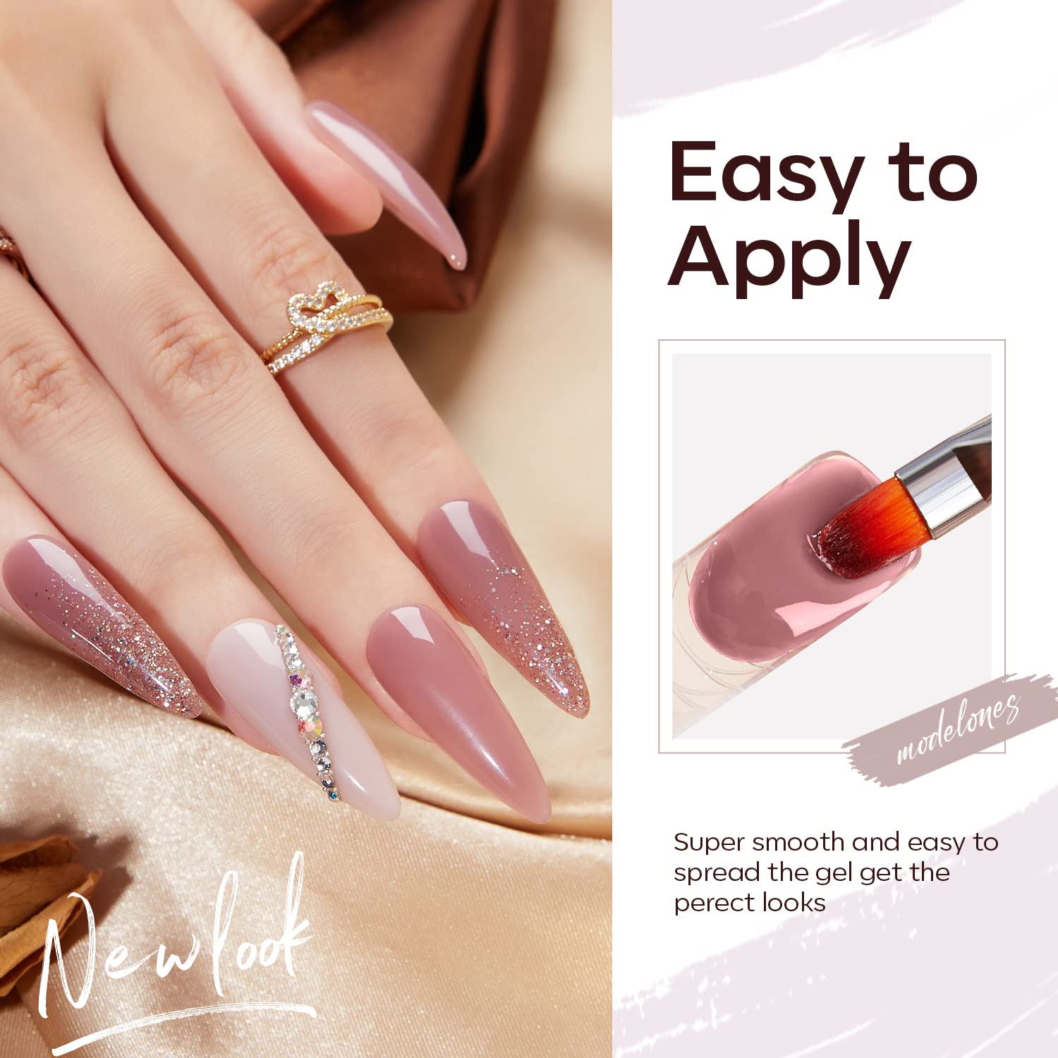 Modelones poly nail gel set snow white for clean classic nails