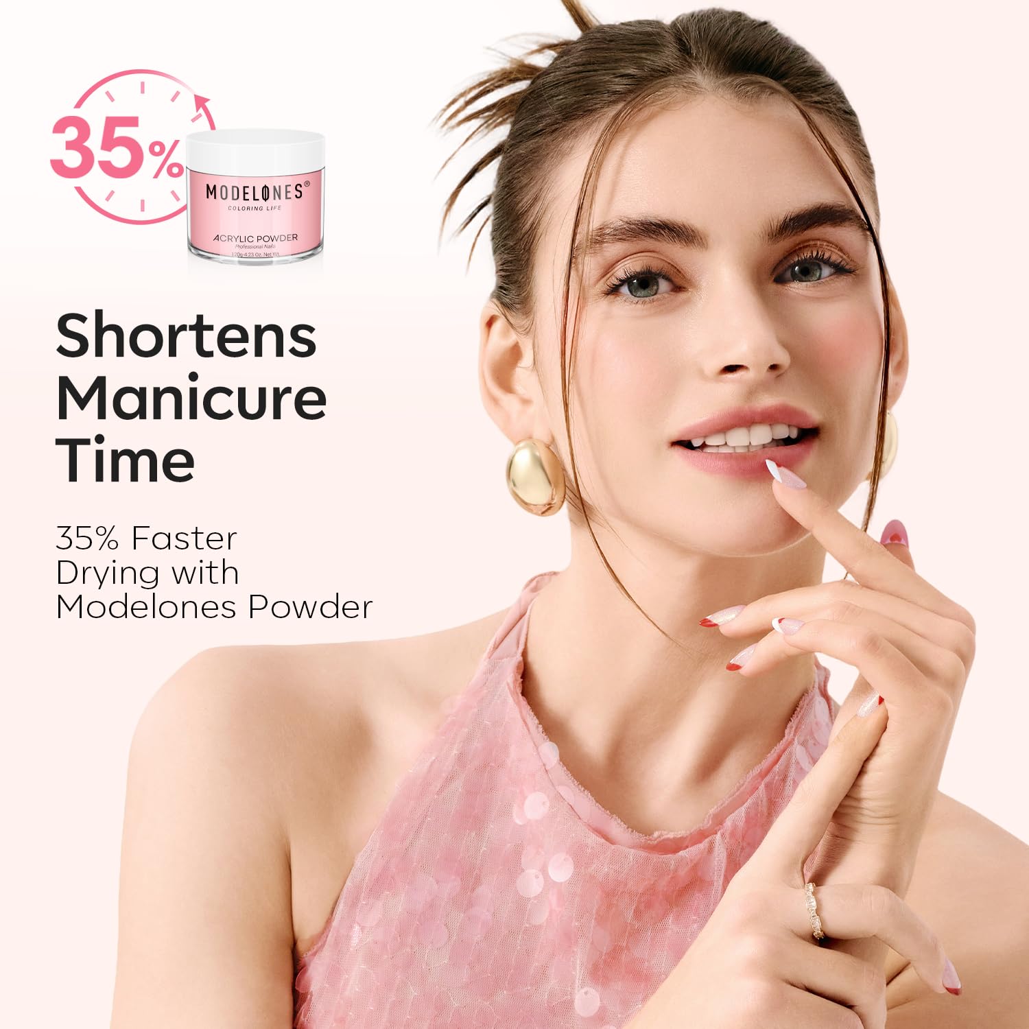 Modelones poudre acrylique rose kit débutants, parfait pour commencer.