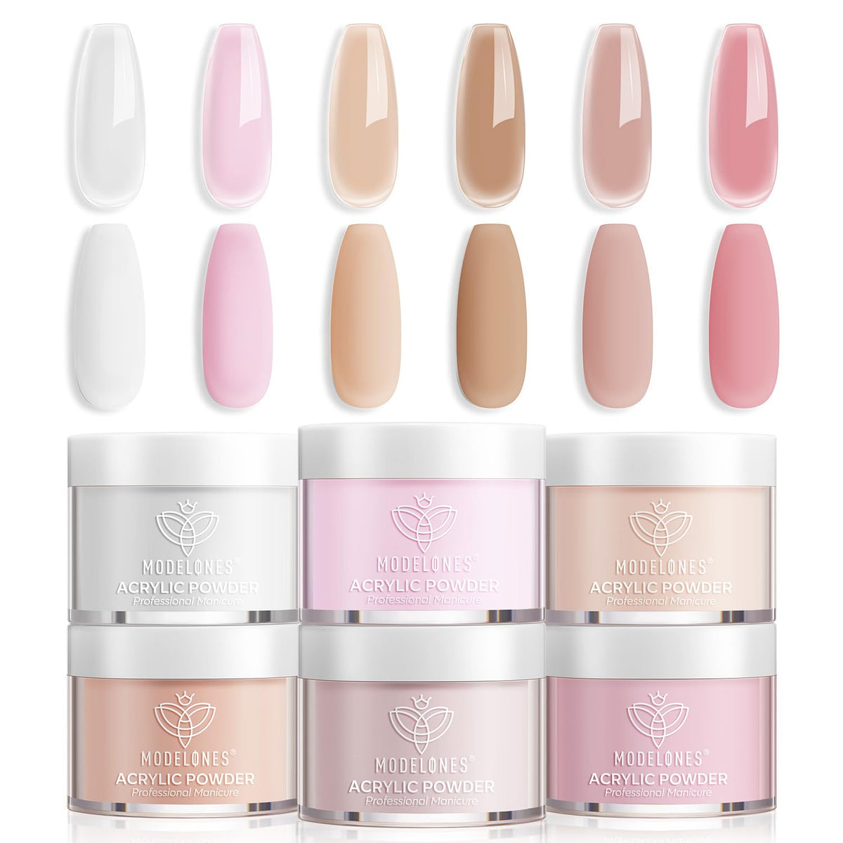 Modelones poudre acrylique rose bébé pour une manucure naturelle