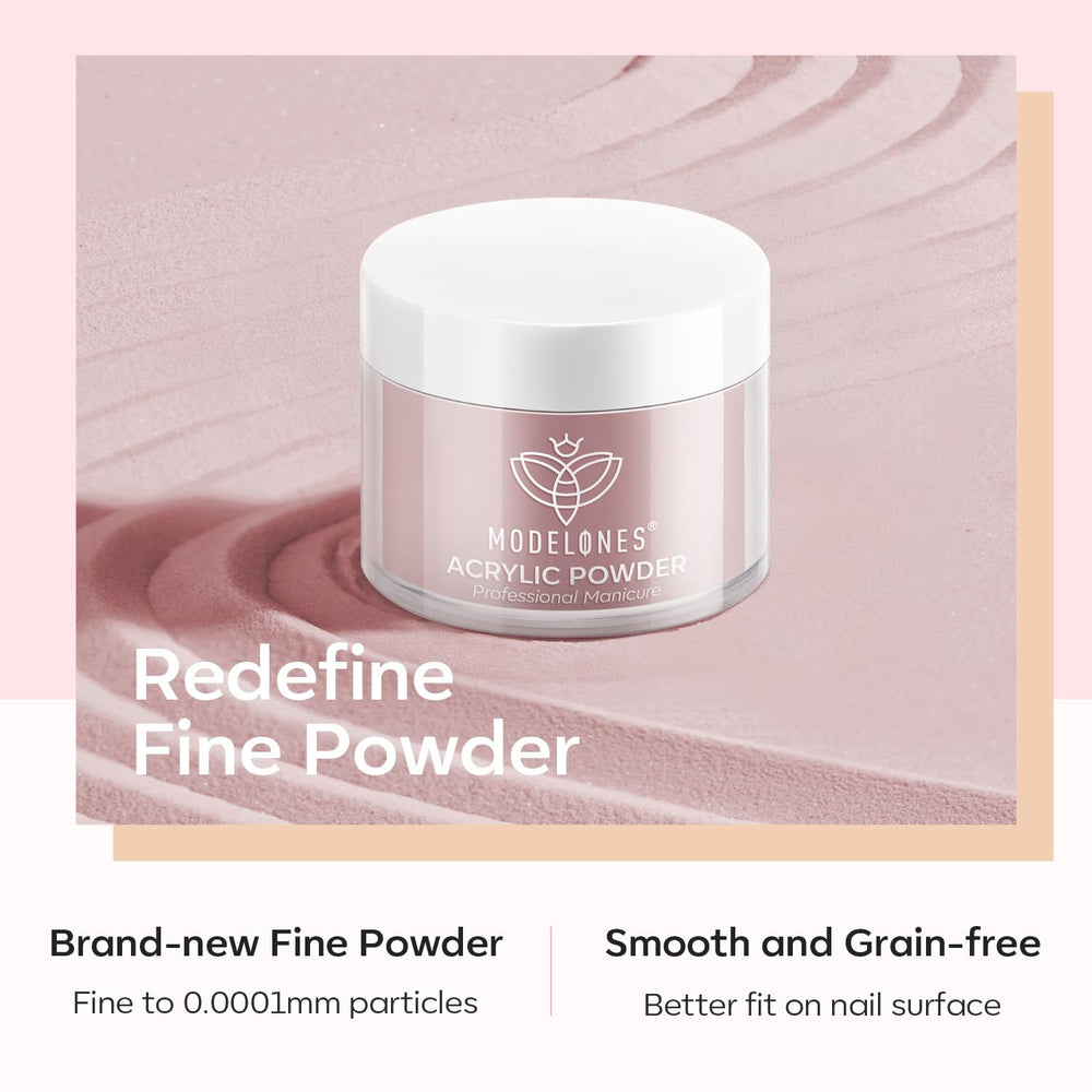 Modelones poudre acrylique rose pâle pour une finition discrète