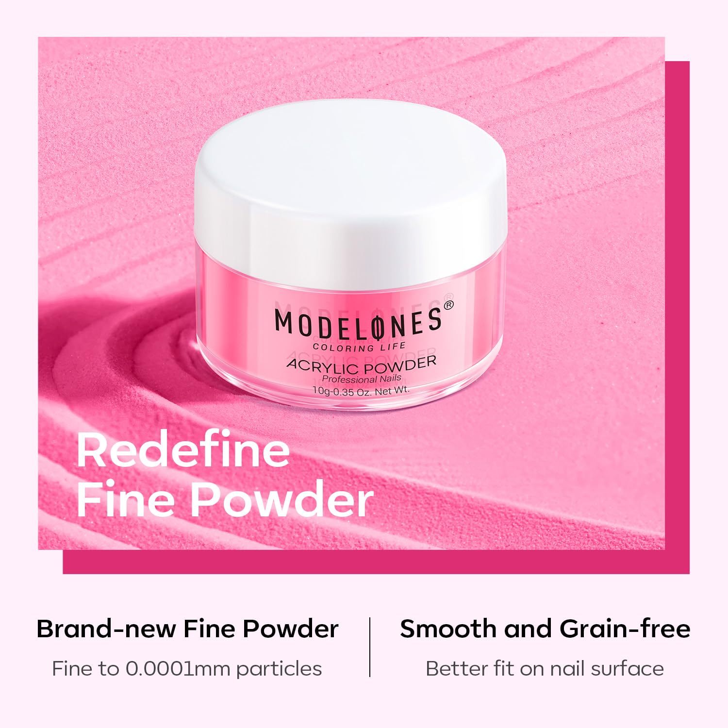 Modelones poudre acrylique soin naturel des ongles, formulation sans toxines.
