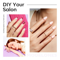 Modelones prolongateurs d’ongles plein-couvert demi-matte, adhérence renforcée.