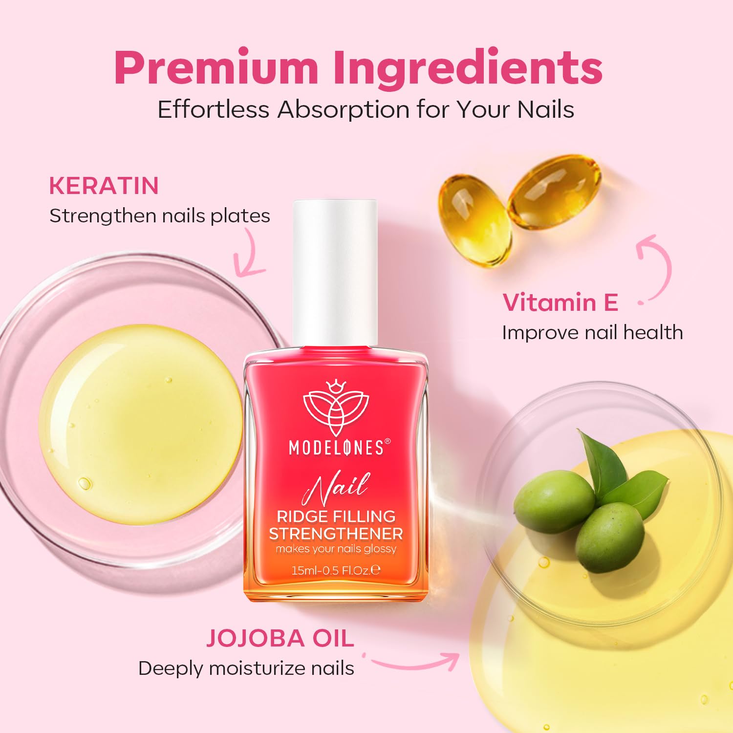 Modelones renforceur ongles – teinte rose pâle pour un look sain.