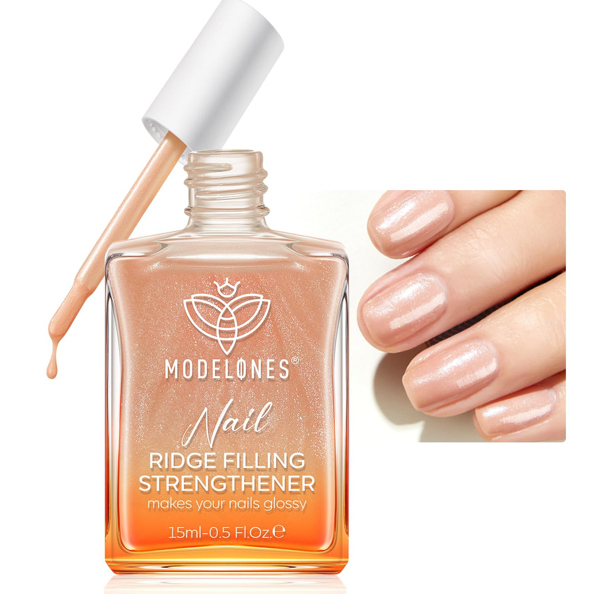 Modelones renforcisseur d'ongles pailleté brun foncé pour renforcer et embellir les ongles.