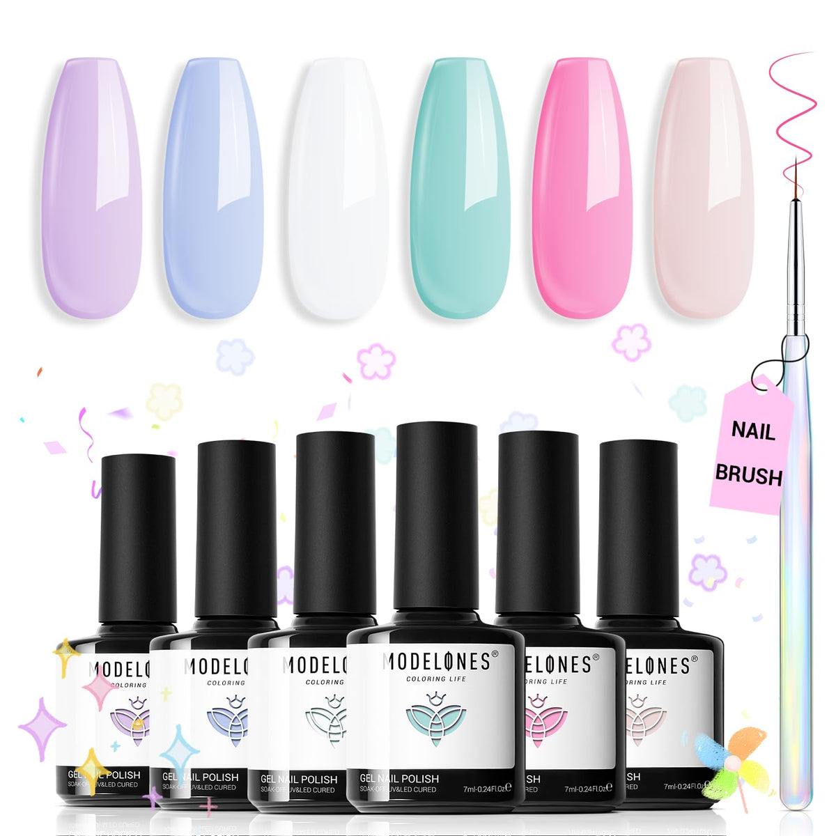 Modelones rose doux vernis gel: teinte pastel idéale pour une manucure légère.