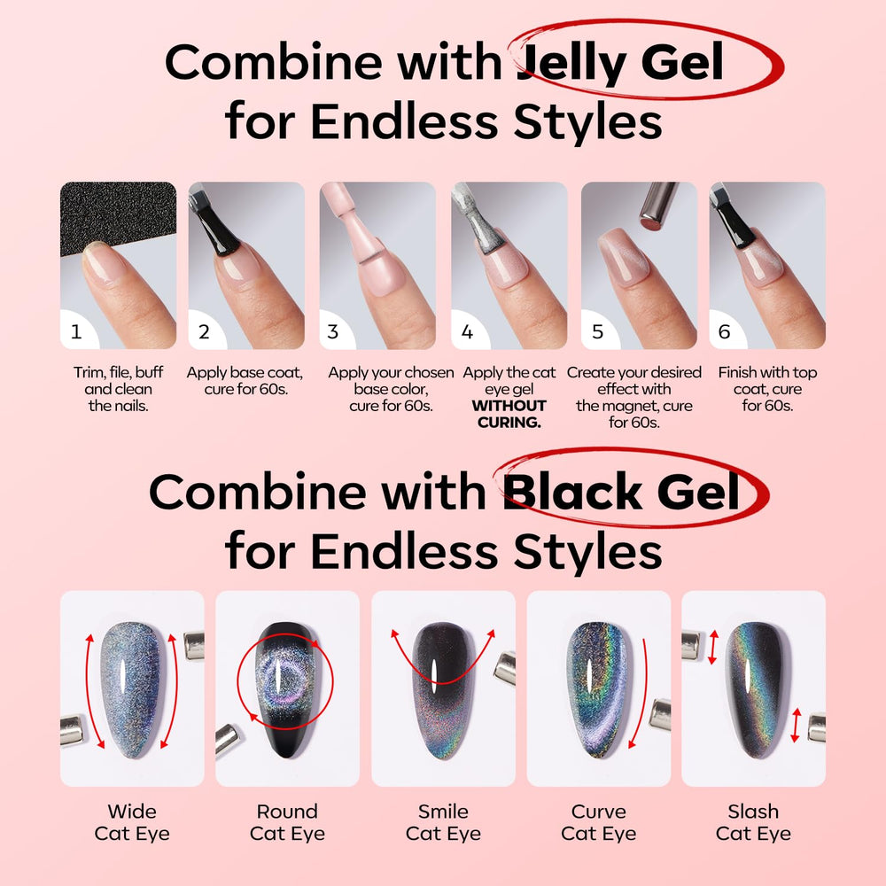 Modelones rouge gel, oeil-chat reflet-design-ongles, allure captivante.