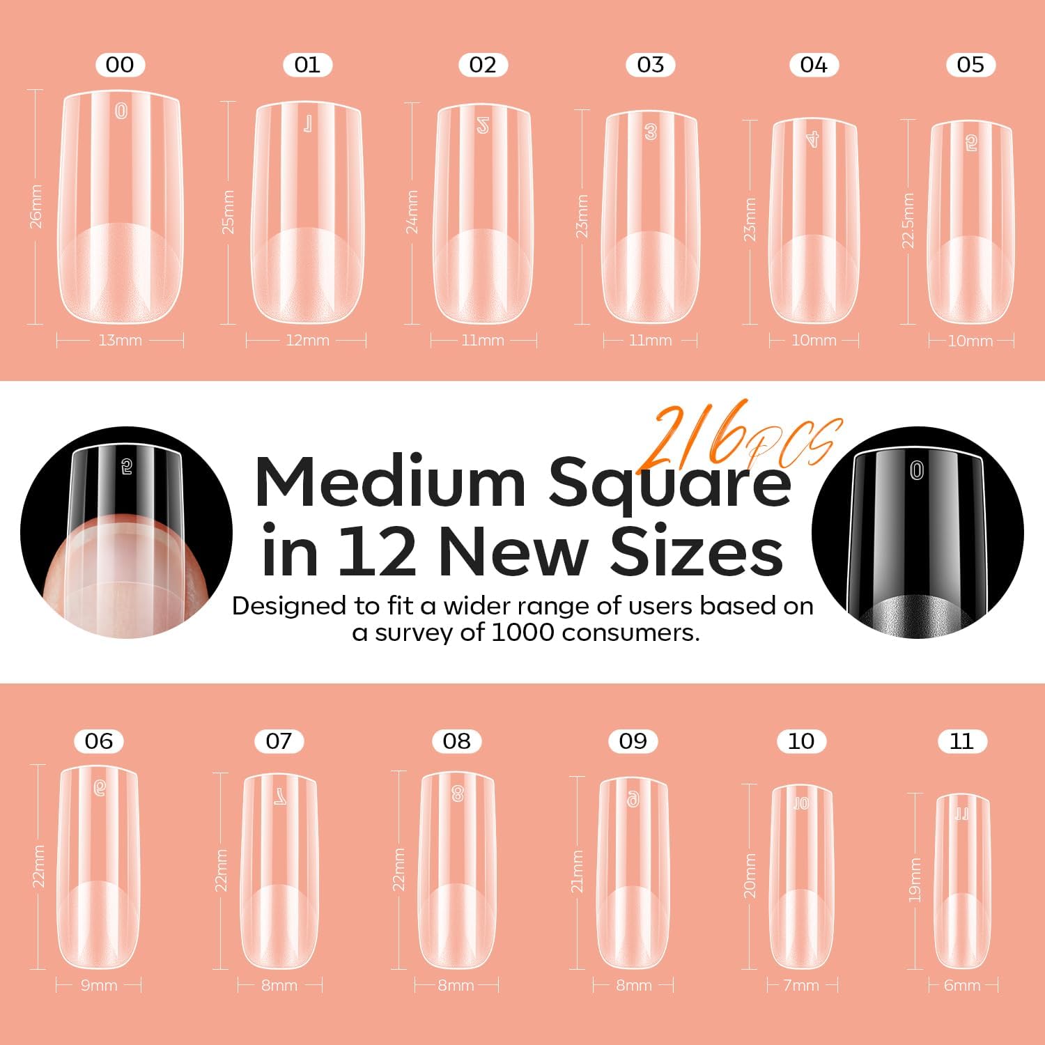 Modelones set tailles 12 ajustement précis pour chaque ongle