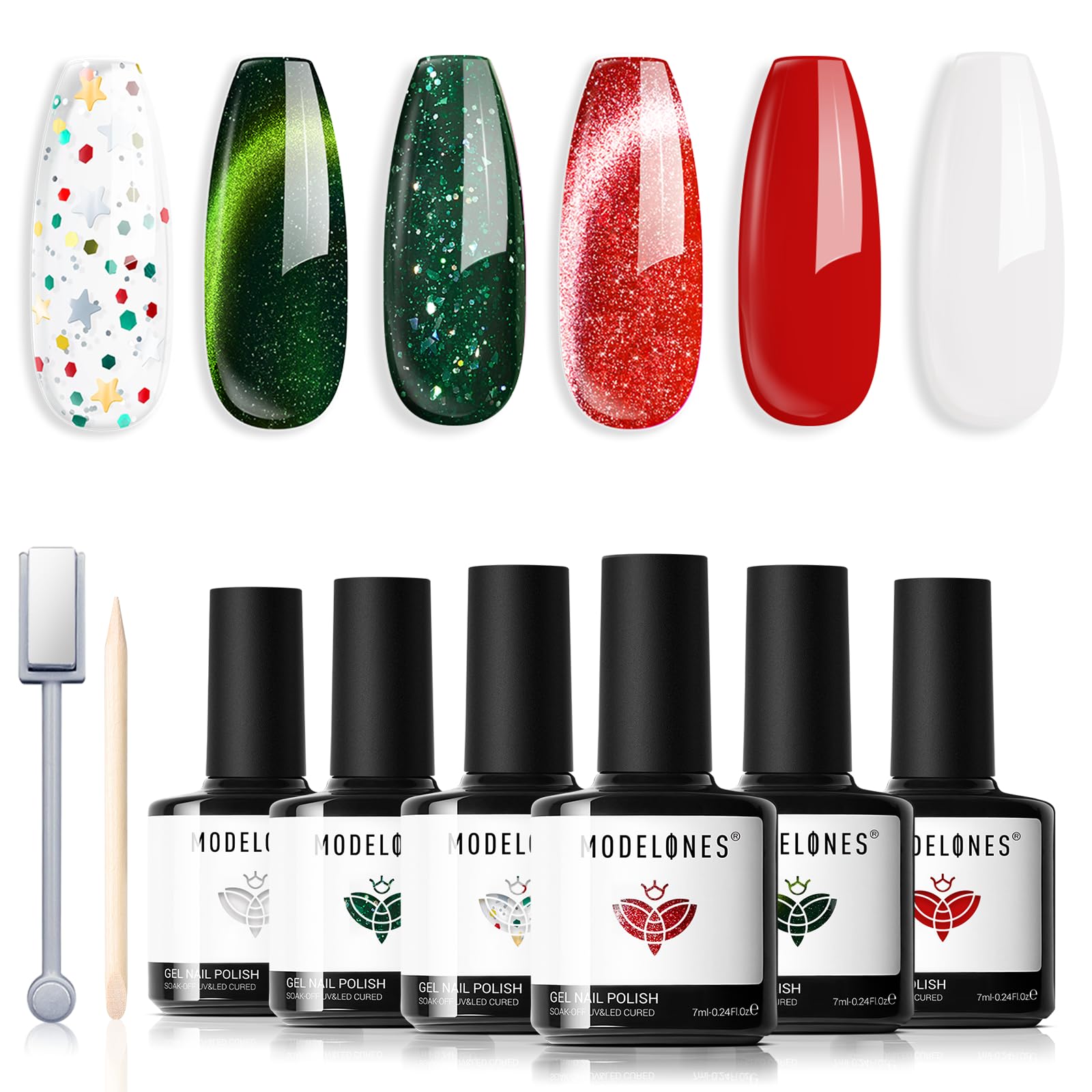 Modelones ensemble vernis gel six couleurs, idéal pour une décoration polyvalente des ongles.