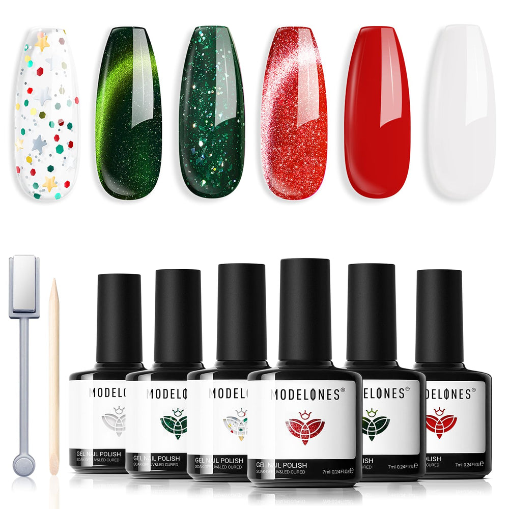 Modelones ensemble vernis gel six couleurs, idéal pour une décoration polyvalente des ongles.