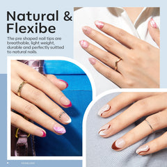 Modelones tips ongles amande extra-courts 216 pieces offrent formes confortables et adhérentes.