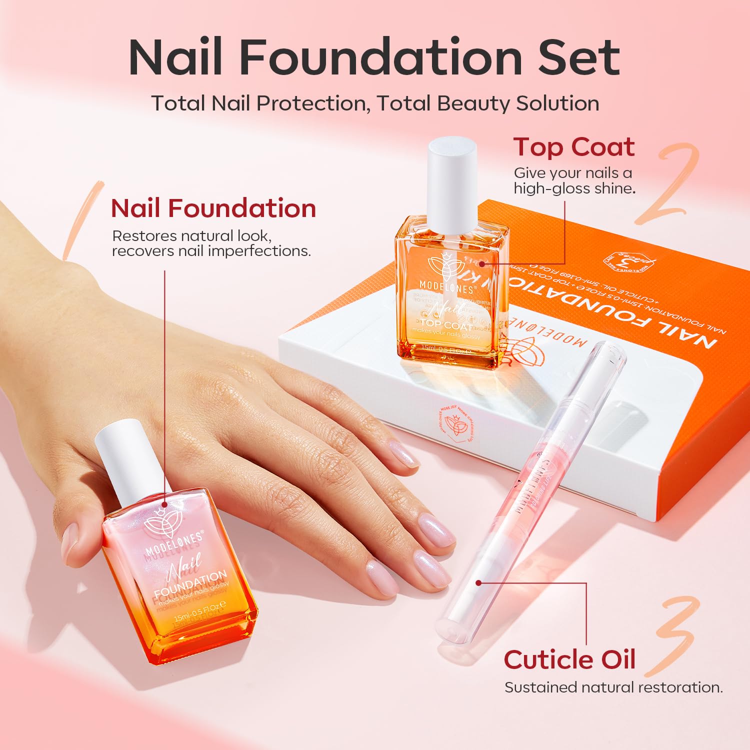 Modelones vernis base brillant application rapide pour manucure durable