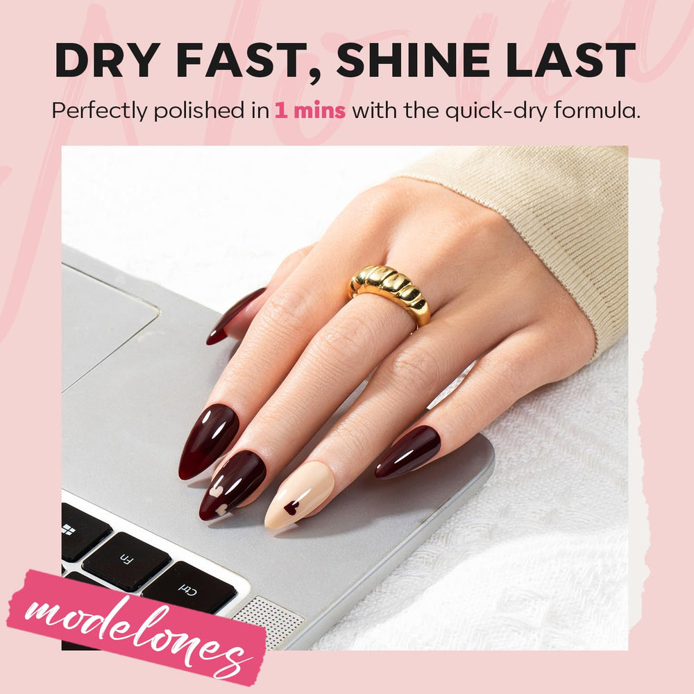 Modelones vernis bordeaux glitter or, fini glamour et brillant