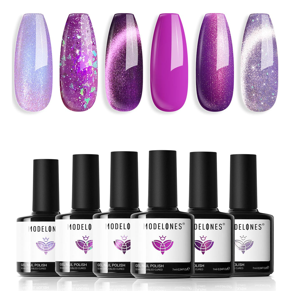 Modelones vernis gel 6 couleurs : ensemble polyvalent pour salon ou maison.
