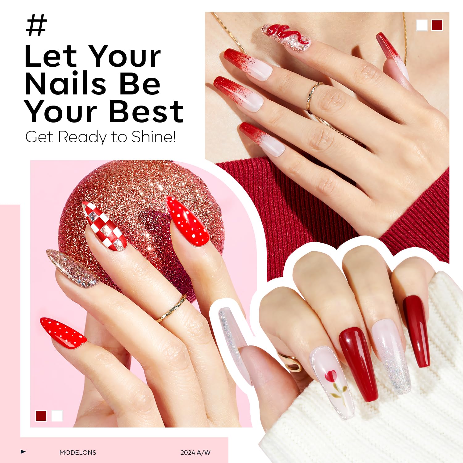 Modelones vernis gel blanc neige pour une manucure lumineuse et nette.
