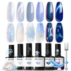 Modelones vernis gel bleu glacial avec effet Cat Eye brillant pour des looks variés
