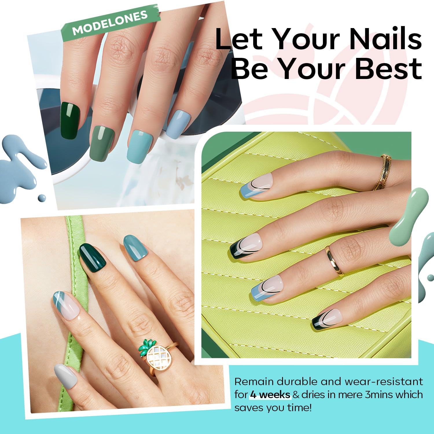 Modelones bleu pastel: nuance douce pour une manicure discrète