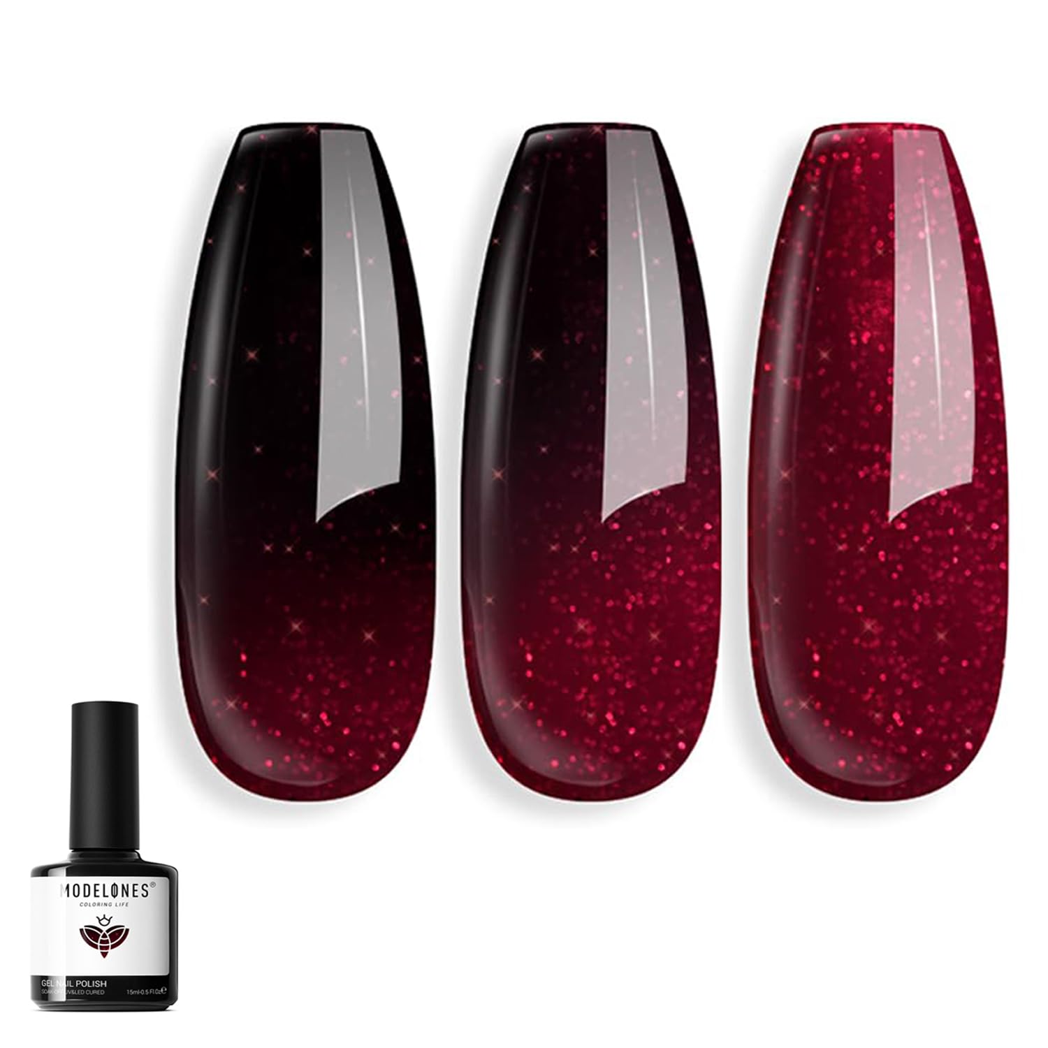 Modelones vernis gel Bourgogne changement humeur pour un style audacieux et élégant.