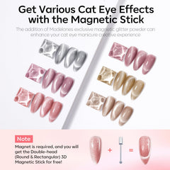Vernis gel Modelones avec effet œil de chat 9D et aimant double tête.