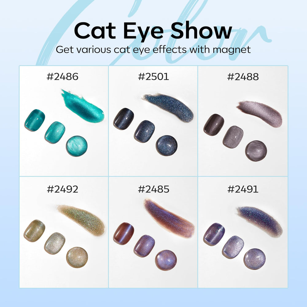 Modelones vernis gel Cat Eye bleu profond pour longue tenue