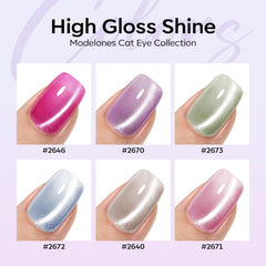 Modelones vernis gel effet oeil de chat avec magnet intégré pour créer l'effet magnétique.