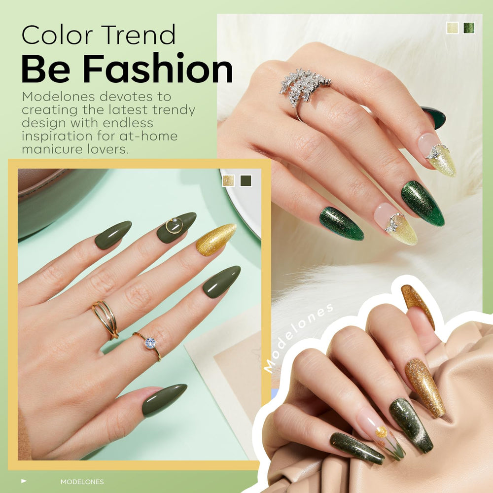 Modelones vernis gel cat-eye jaune scintillant, éclat doré pour touches lumineuses