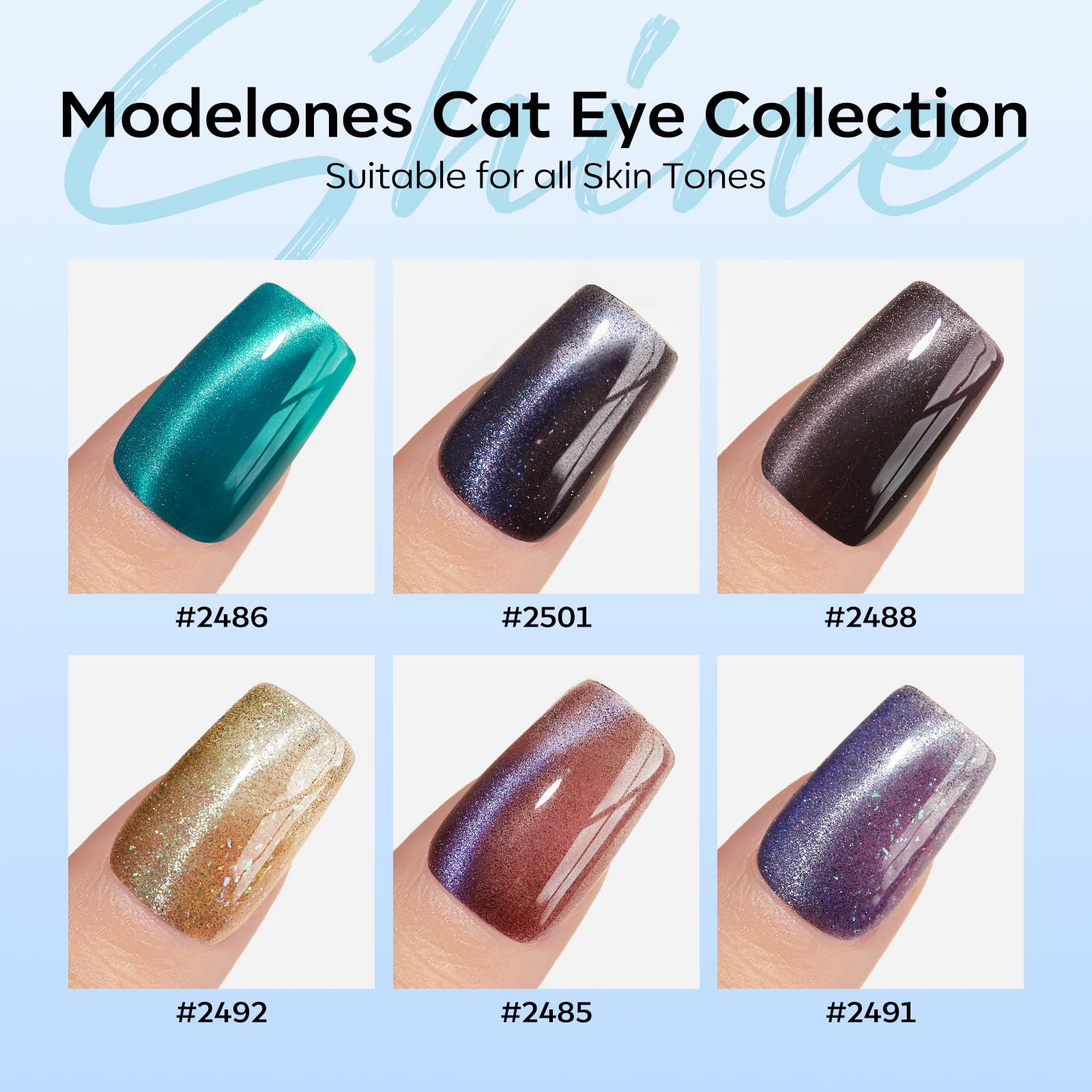 Modelones vernis gel Cat Eye noir holographique pour look sophistiqué