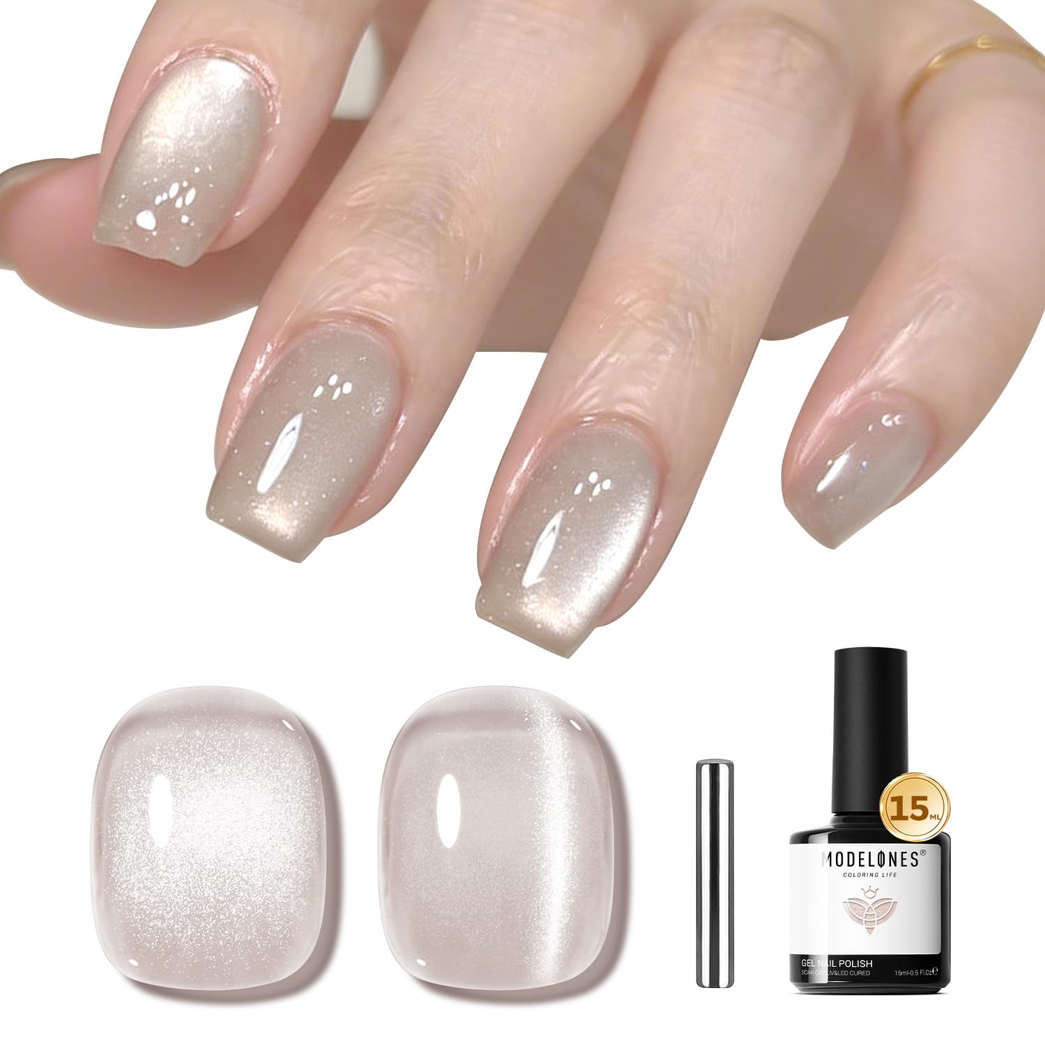 Modelones Vernis Œil-de-chat base neutre – look élégant et discret.