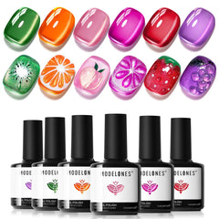 Modelones vernis gel Cat Eye orange néon avec effet magnétique éclatant