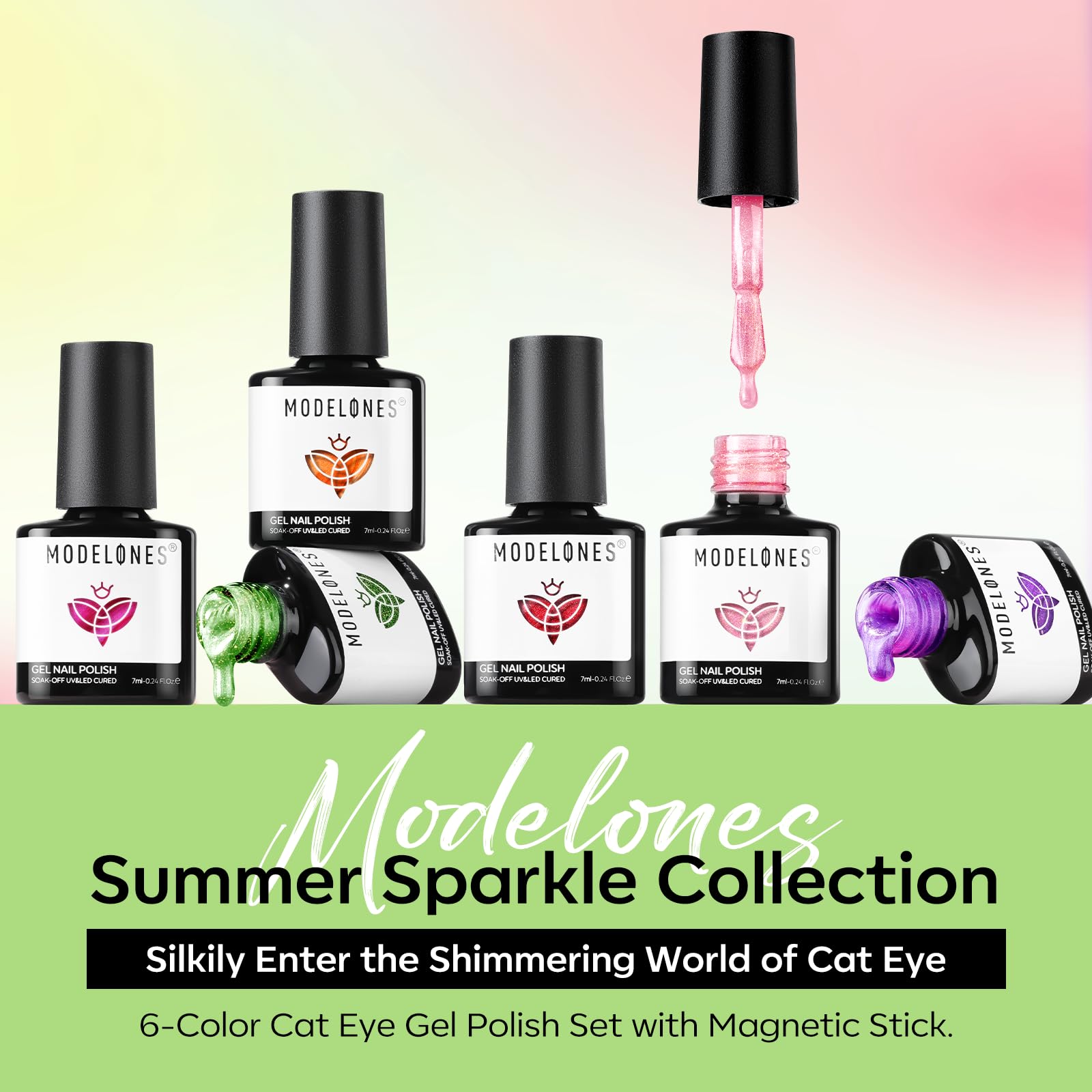 Modelones vernis gel Cat Eye retrait facilité par trempage et LED