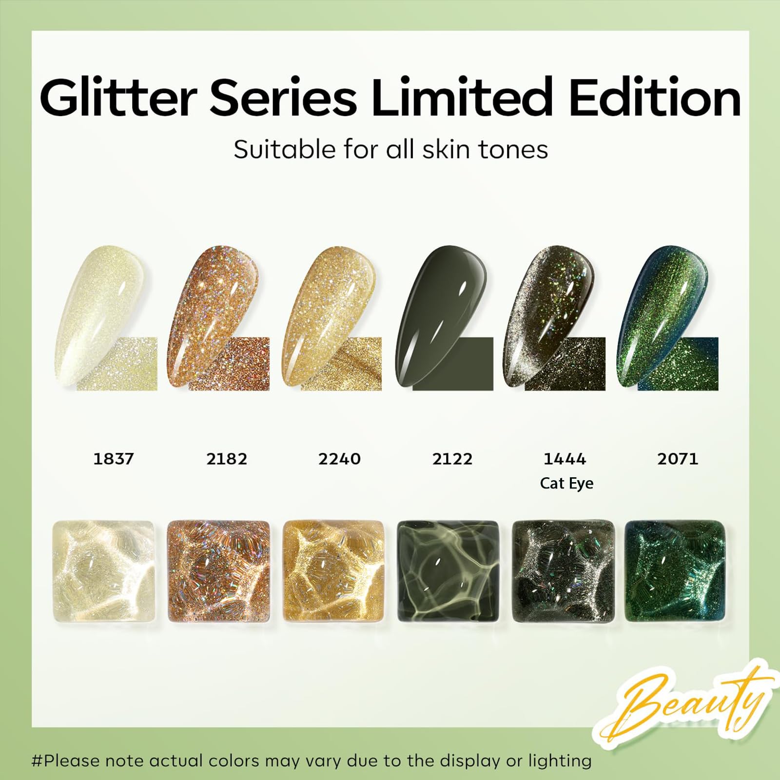 Modelones vernis gel cat-eye vert foncé, fini durable et chic