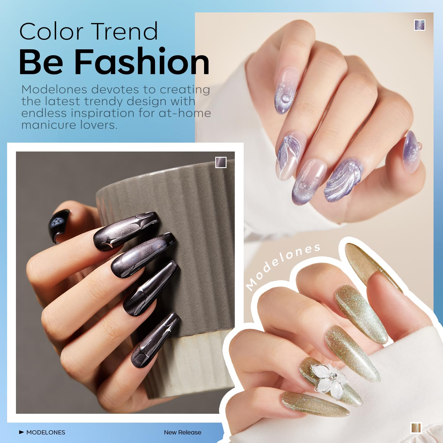 Modelones vernis gel Cat Eye violet holographique avec profondeur lumineuse