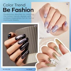 Modelones vernis gel Cat Eye violet holographique avec profondeur lumineuse
