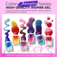 modelones vernis gel change couleur bleu, transition fluide selon la température