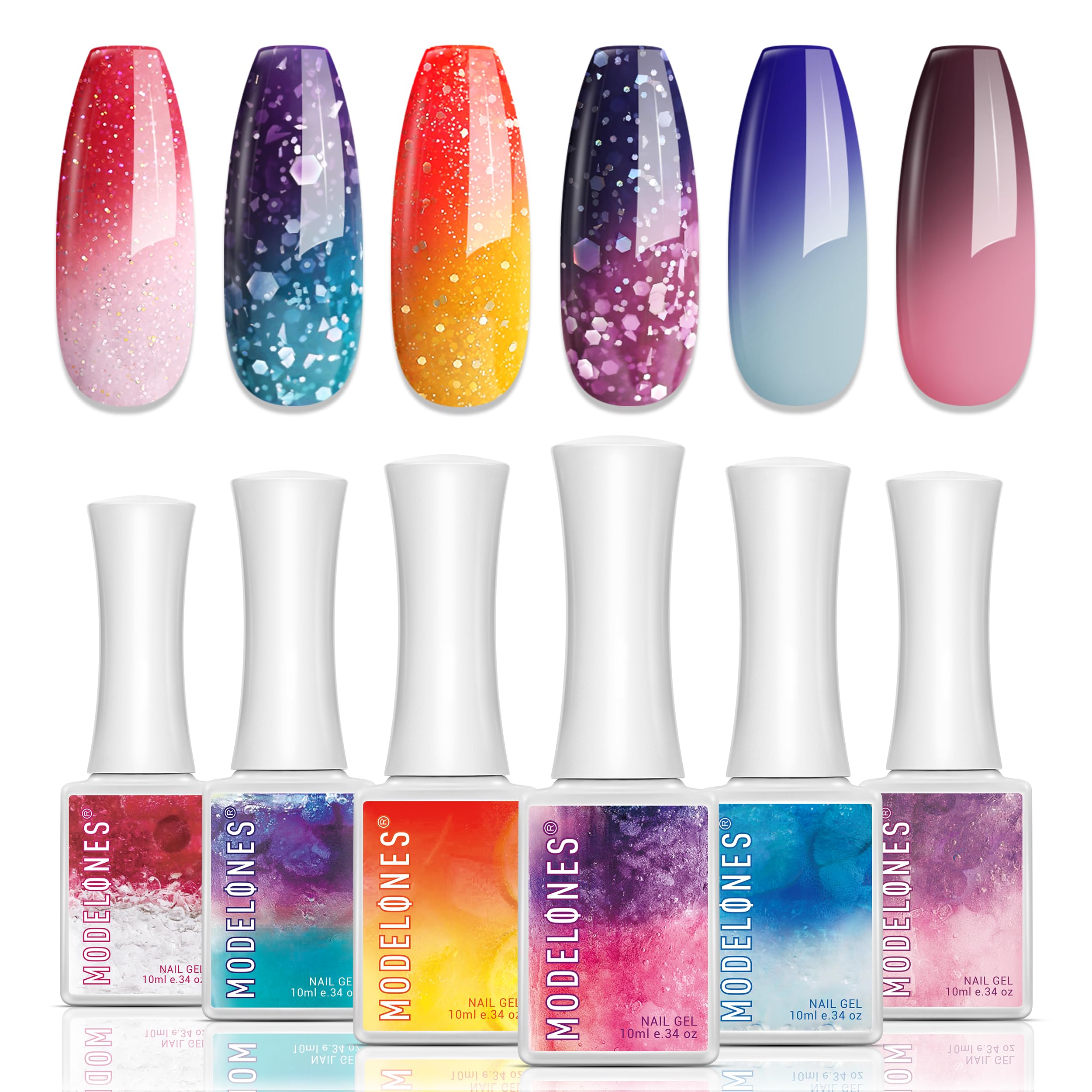 modelones vernis gel change couleur rouge, effet vibrant et longue tenue