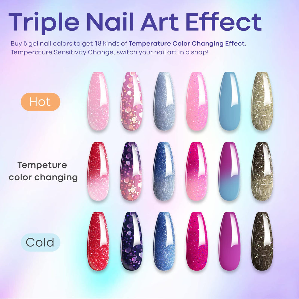 Modelones vernis gel changement couleur 6 coloris pour des looks évolutifs.